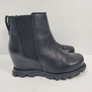 Sorel Women's Black Joan Of Arctic Wedge III Chelsea Boots NL4355-010 US Size 5